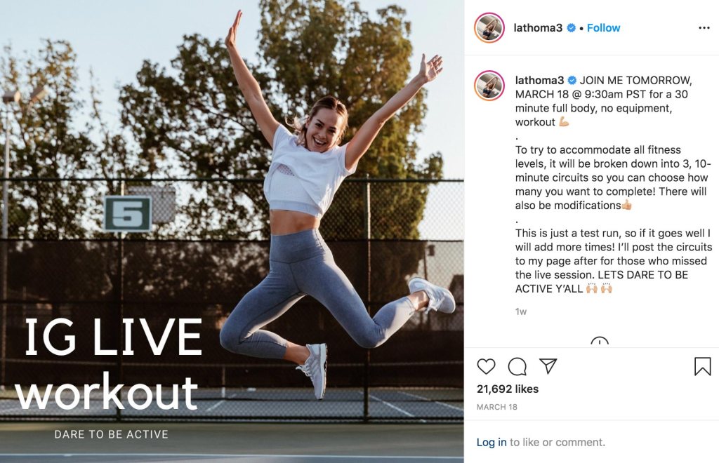 Dr LA Thoma's live workout session to be active